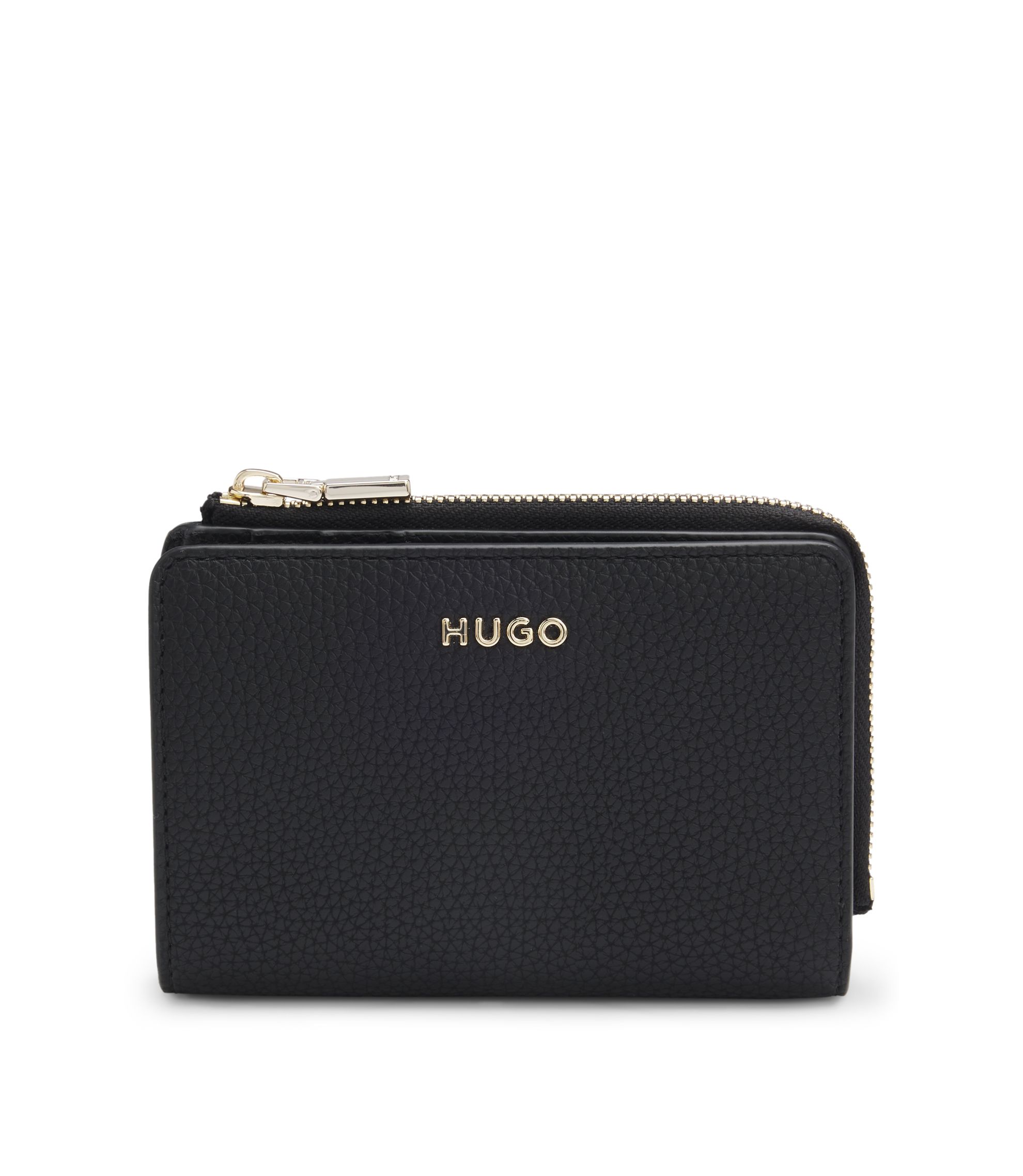 Geldbörse aus genarbtem Kunstleder mit Logo-Schriftzug