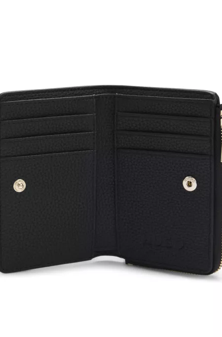 Grained faux-leather wallet with logo lettering