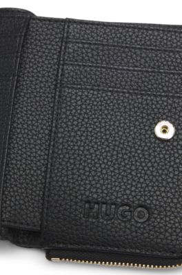 HUGO - グレイン フェイクレザー ウォレット レタリングロゴ - ブラック