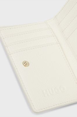 Grained faux-leather wallet with logo lettering, White