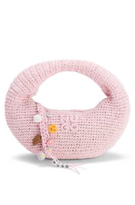 Woven hobo bag with logo charm 1