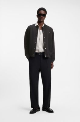 Interlock-jersey bomber jacket with stacked-logo trim, Black