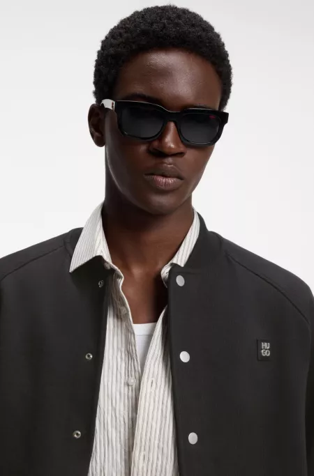 Interlock-jersey bomber jacket with stacked-logo trim
