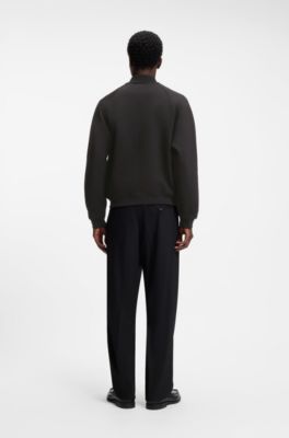 Interlock-jersey bomber jacket with stacked-logo trim, Black