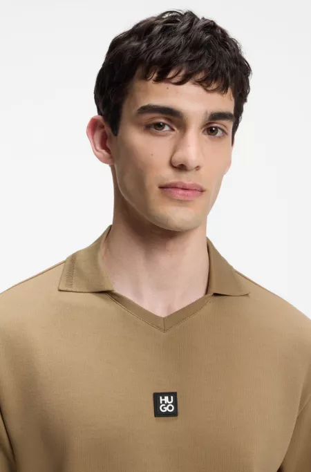 Structured cotton-blend polo shirt with Johnny collar