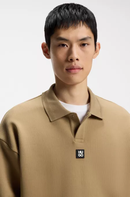 Structured cotton-blend sweatshirt with polo collar