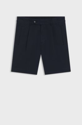 Straight-fit chino shorts in mercerised cotton, Dark Blue