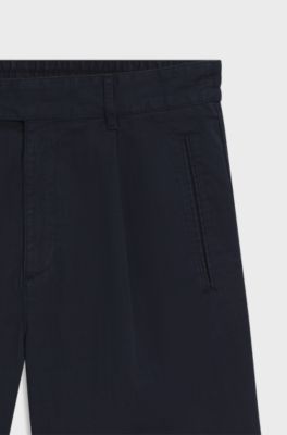 Straight-fit chino shorts in mercerised cotton, Dark Blue