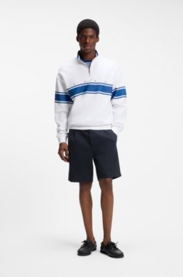 Straight-fit chino shorts in mercerised cotton, Dark Blue