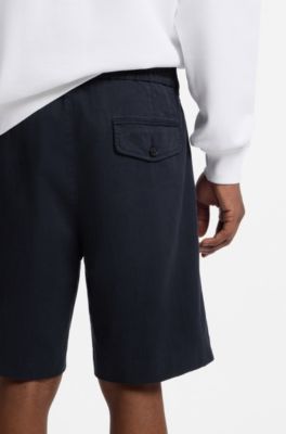 Straight-fit chino shorts in mercerised cotton, Dark Blue