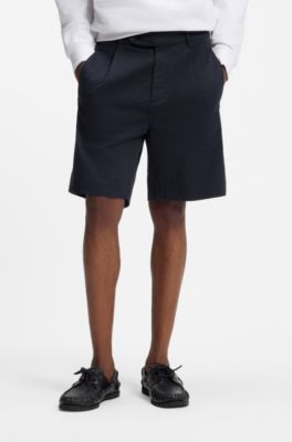 Straight-Fit Chino-Shorts aus merzerisierter Baumwolle, Dunkelblau