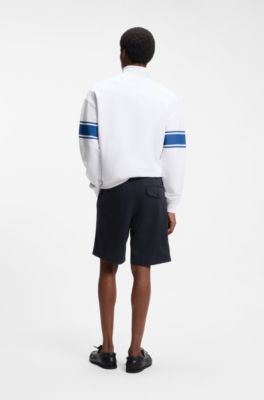 Straight-fit chino shorts in mercerised cotton, Dark Blue