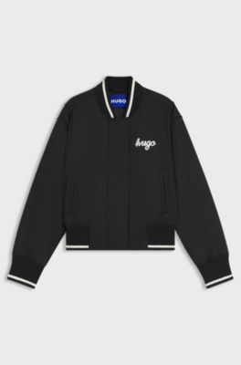 College-Blouson aus Satin mit komfortabler Wattierung, Schwarz