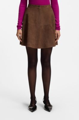 A-Linien-Rock aus Veloursleder, Braun