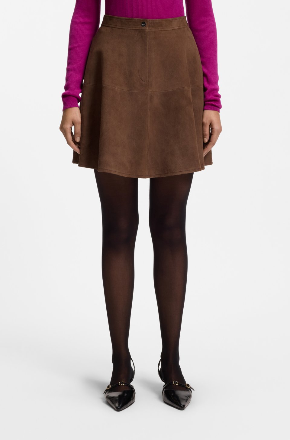 Suede skirt with A-line shape