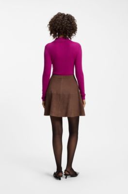 A-Linien-Rock aus Veloursleder, Braun