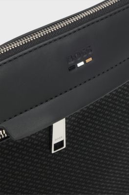 Kuverttaske med monogramm&oslash;nster, Sort