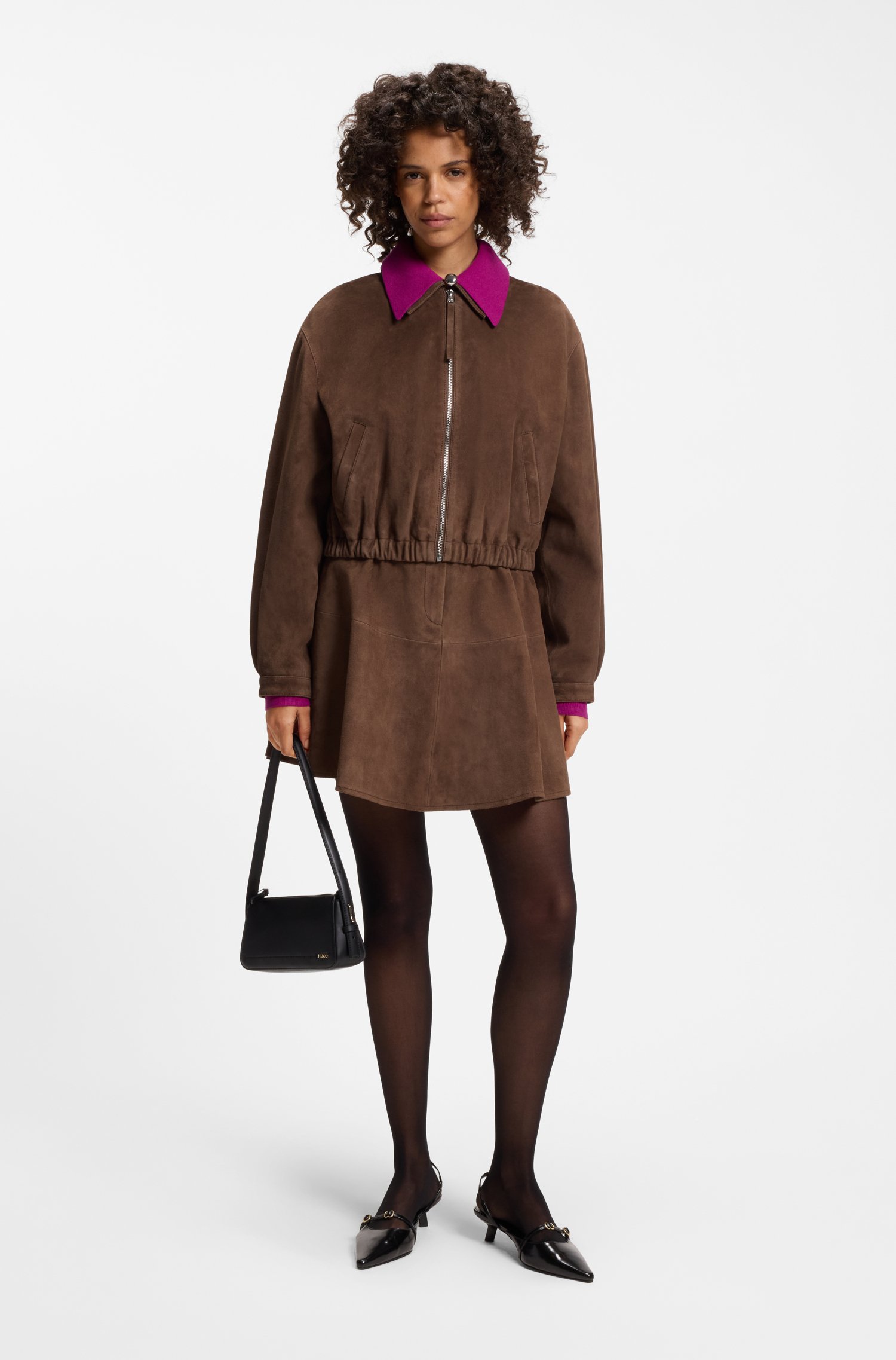 Hugo Suede jacket with gathered hem jackor dam – bild 2