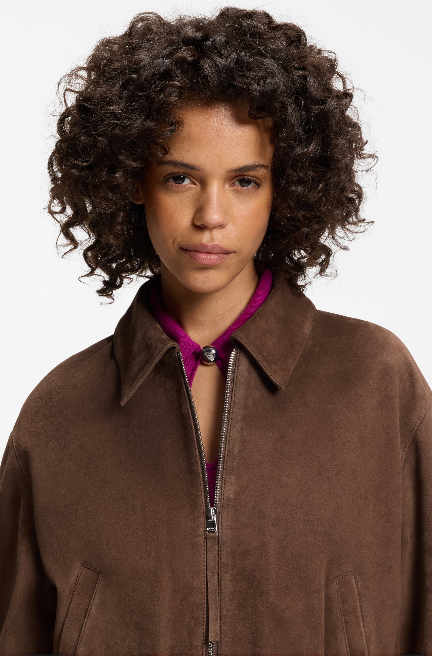 Hugo Suede jacket with gathered hem jackor dam – bild 3
