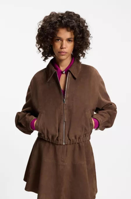 Chaqueta de ante con dobladillo fruncido