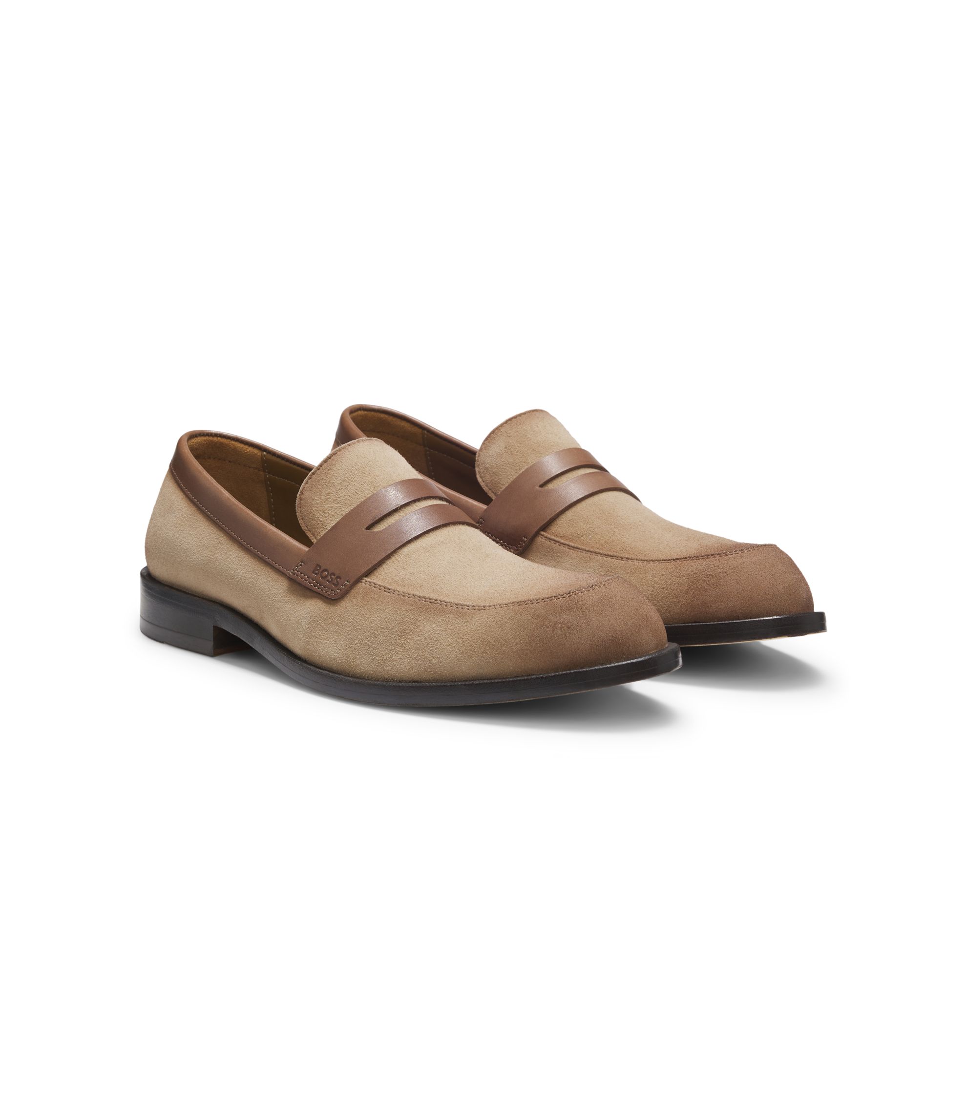 Hugo Boss Brown Tassel Loafers for Men BOSS - Suede loafers with tassel trim - Beige main image 3