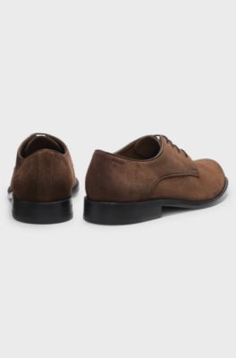 Derby shoes in soft suede, Dark Brown