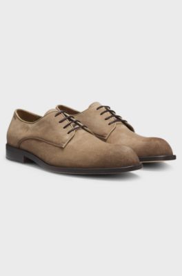 Derbyschoenen van zachte su&egrave;de, Beige