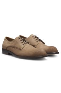 Derby shoes in soft suede, Beige