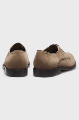Derby shoes in soft suede, Beige