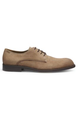BOSS - Derby shoes in soft suede - Beige