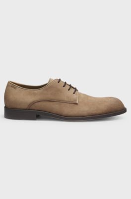 Derby shoes in soft suede, Beige