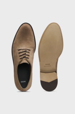 Derby shoes in soft suede, Beige
