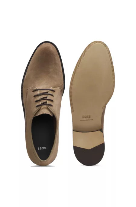 Derbys aus softem Veloursleder