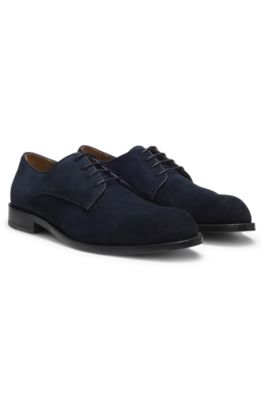 Derby shoes in soft suede, Dark Blue