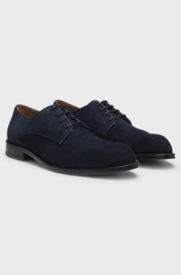 Derby shoes in soft suede, Dark Blue