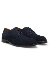 Derby shoes in soft suede, Dark Blue