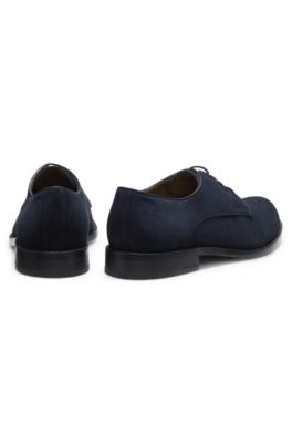 BOSS - Derby shoes in soft suede - Dark Blue display picture 3
