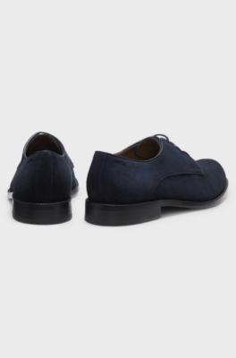 Derby shoes in soft suede, Dark Blue