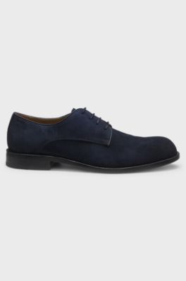 Derby shoes in soft suede, Dark Blue