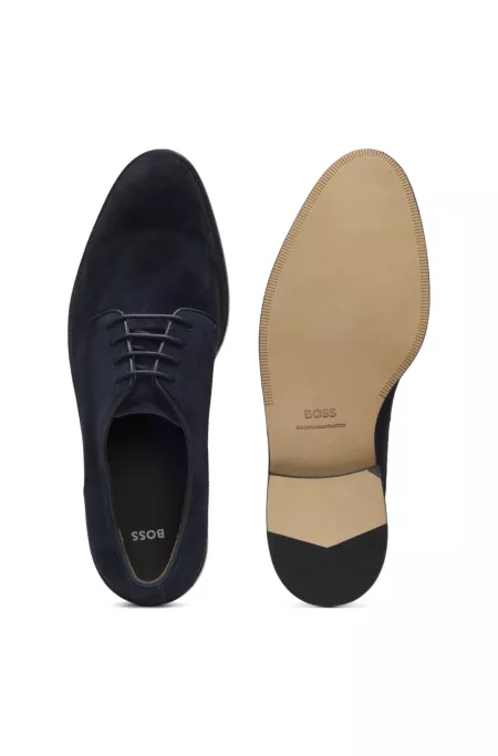 Derbys aus softem Veloursleder