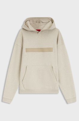 Felpa con cappuccio dalla vestibilit&agrave; morbida in terry di cotone con logo a lettere distanziate, Beige chiaro