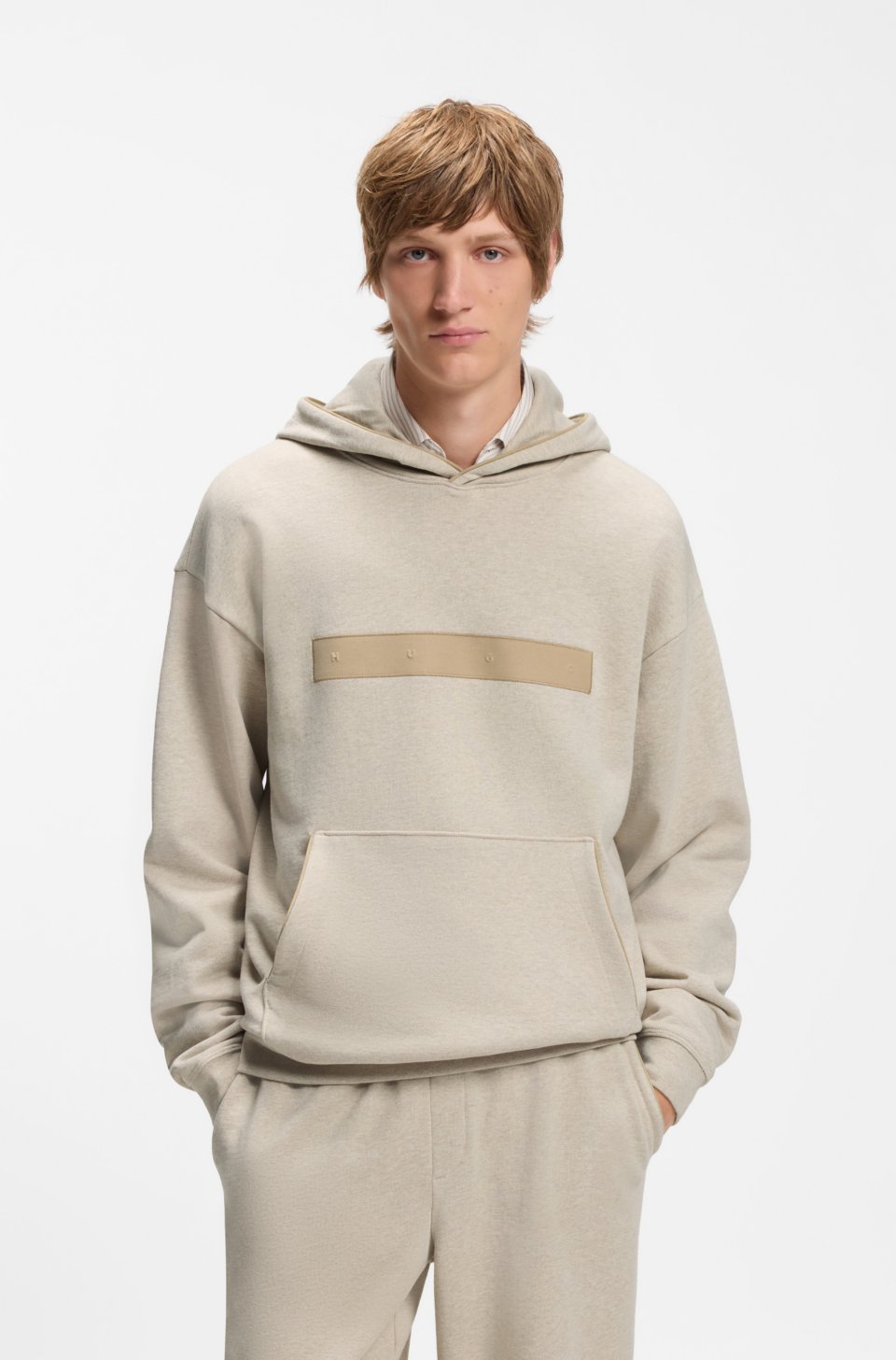Relaxed-fit cotton-terry hoodie with wide-set logo