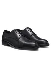 Cap-toe Derby shoes in leather, Black