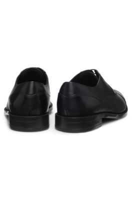Chaussures derby en cuir &agrave; bout droit, Noir