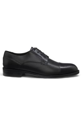Chaussures derby en cuir &agrave; bout droit, Noir