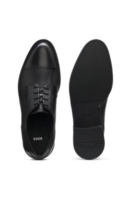 Chaussures derby en cuir &agrave; bout droit, Noir