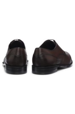 Scarpe Derby in pelle con mascherina, Marrone scuro