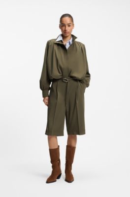 Relaxed-fit blazer with balloon hem, Dark Green