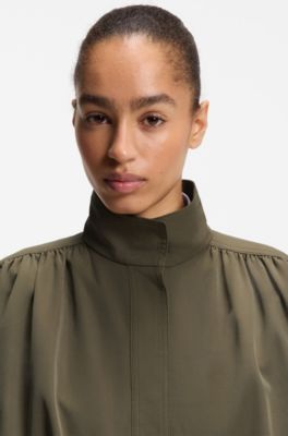 Relaxed-fit blazer with balloon hem, Dark Green