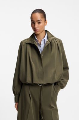 Relaxed-fit blazer with balloon hem, Dark Green